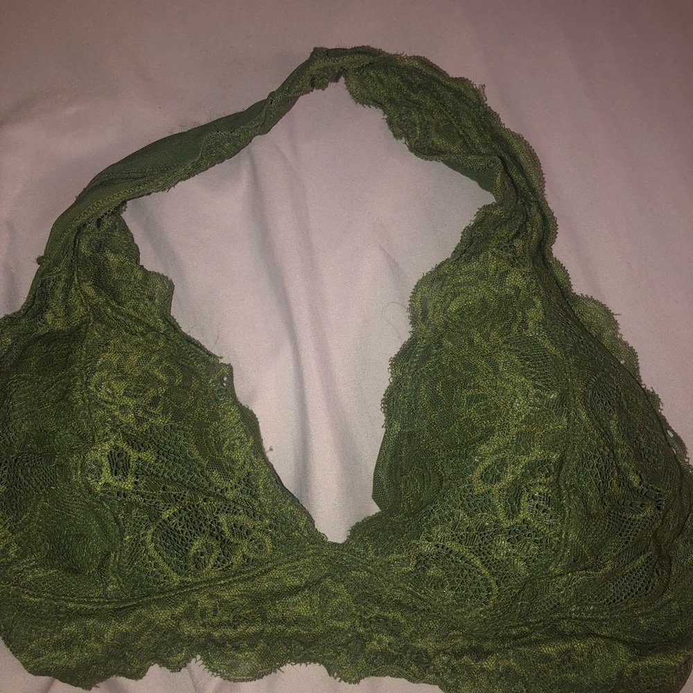 Olive Green Lace Halter Bralette